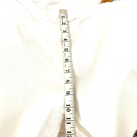 LINEN CHICO'S White Elaborate Eyelet Lace Bottom Pants - Picture 12 of 12